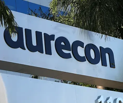 A large white sign that says aurecon on it