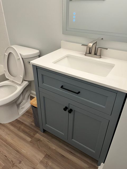 Image of a bathroom remodeling project by GT Miler Home solutions. 