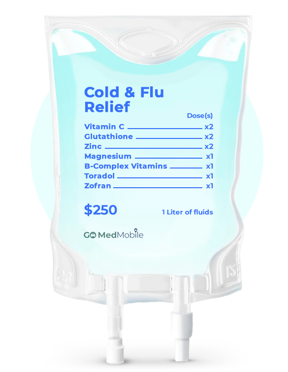 A bag that says cold and flu relief on it
