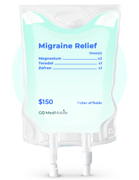 A bag that says ' migraine relief ' on it