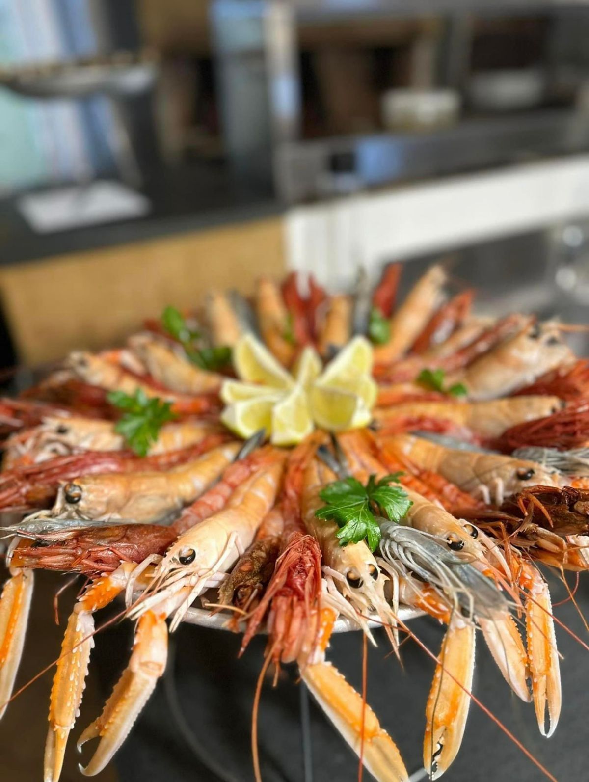 vassoio di scampi