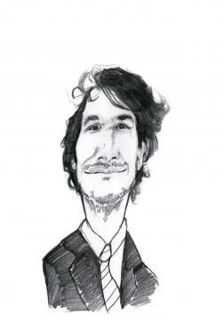 Un dessin en noir et blanc d'un homme en costume et cravate.