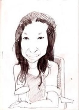 Un dessin en noir et blanc d'une femme aux cheveux longs