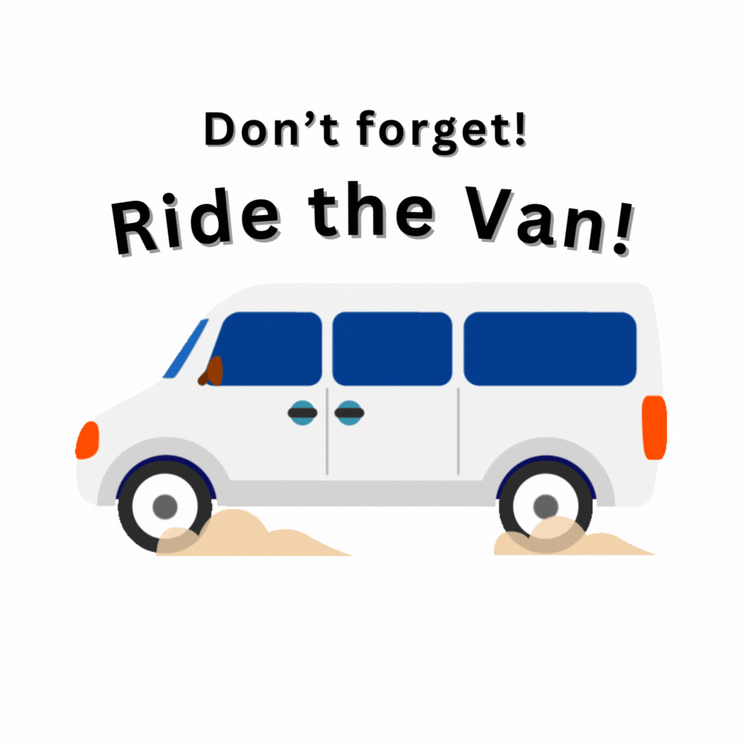 A white van with the words `` do n't forget ! ride the van ! ''