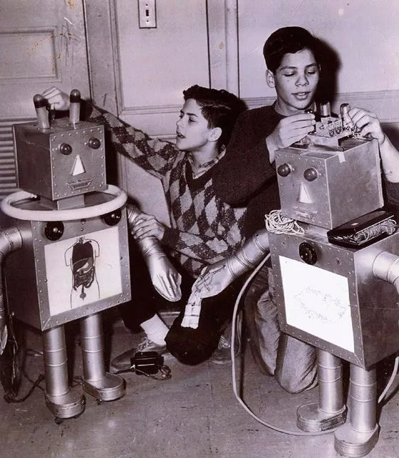 Two Men Building a Robot
