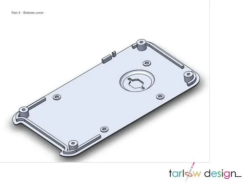 CAD-engineered bottom cover with precision detailing by Tarlow Design.
