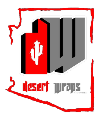 A logo for desert wraps with a cactus on it