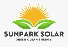 Sunpark Solar logo with yellow sun, green leaves, and “Green Clean Energy” text