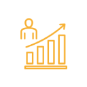 A line drawing of a graph with an arrow pointing up.