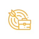 An icon of a target with an arrow and a briefcase.