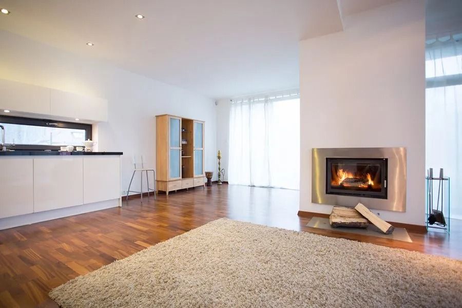 Modern Living Room With Fireplace — Climate King In Orange, NSW
