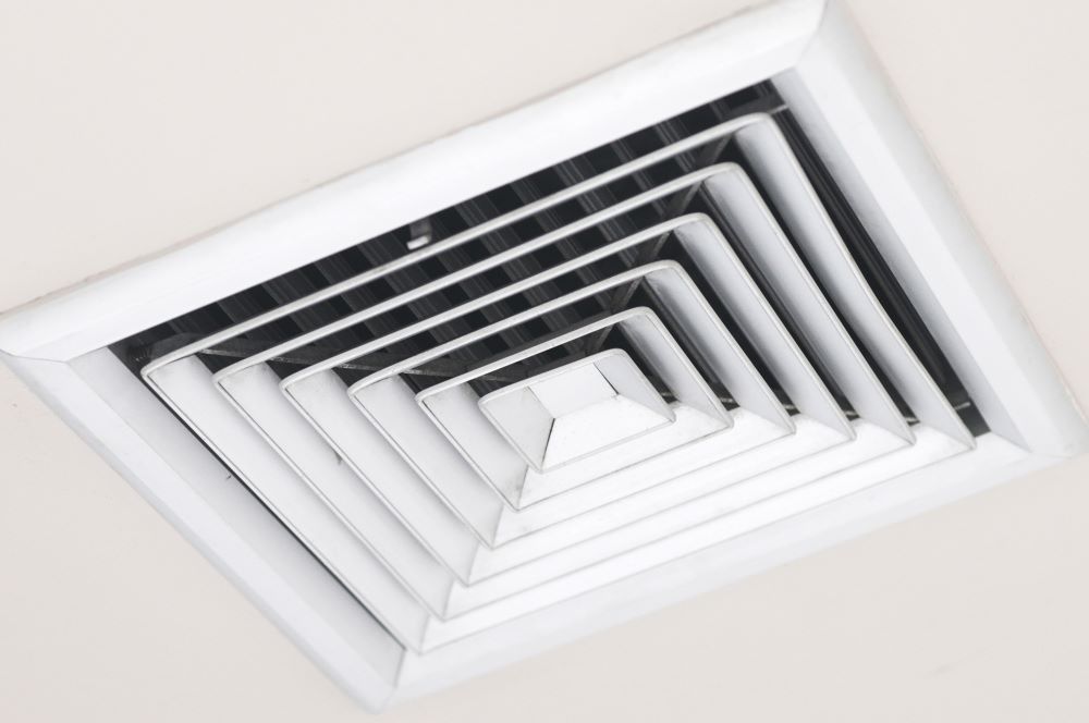 White, Square Ceiling Air Vent, Layered Concentric Squares — Climate King In Orange, NSW