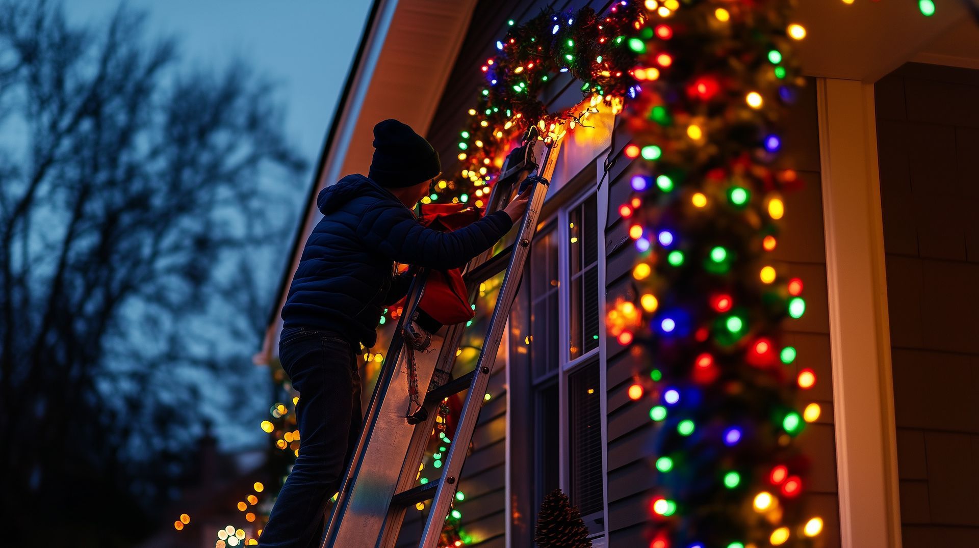 Picture of a holiday light installation for a holiday light installation company in Shawnee Kansas