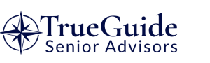 TrueGuide Senior Advisors logo with navy compass icon and text on white background