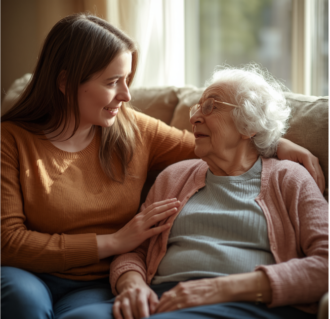 Family discussing whether it may be time for assisted living for an aging parent