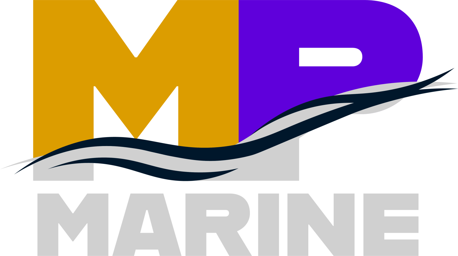 Logo with a gold "M" and purple "P" above a navy wave graphic and the gray text "MARINE".