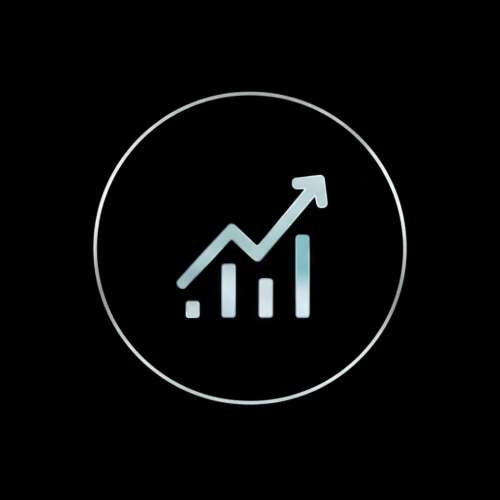 Logo représentant l'augmentation de statistiques avec une flèche ascendante dans un cercle.