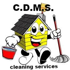 A cartoon house is holding a mop and bucket.