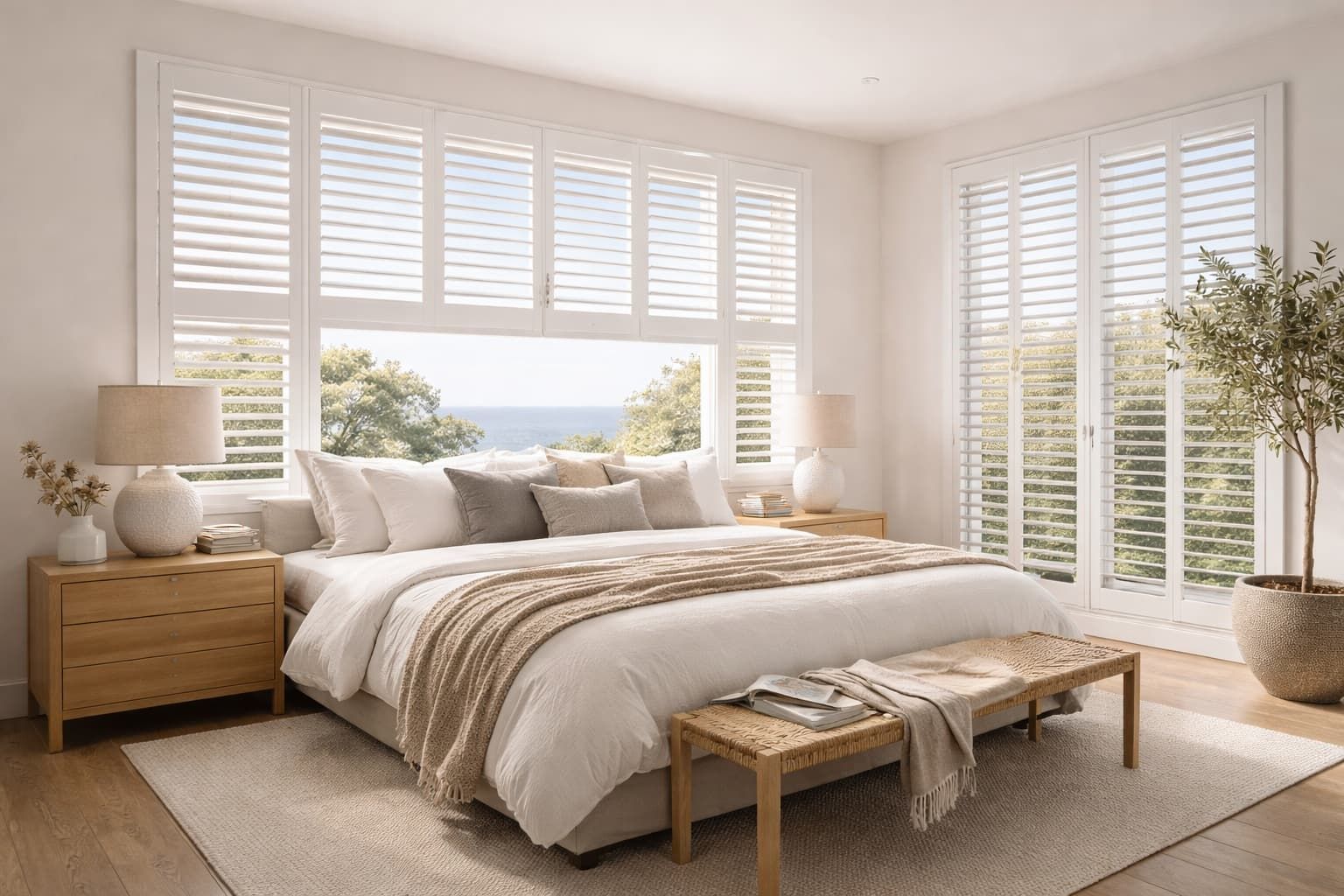Plantation shutters installed in Wollongong bedroom