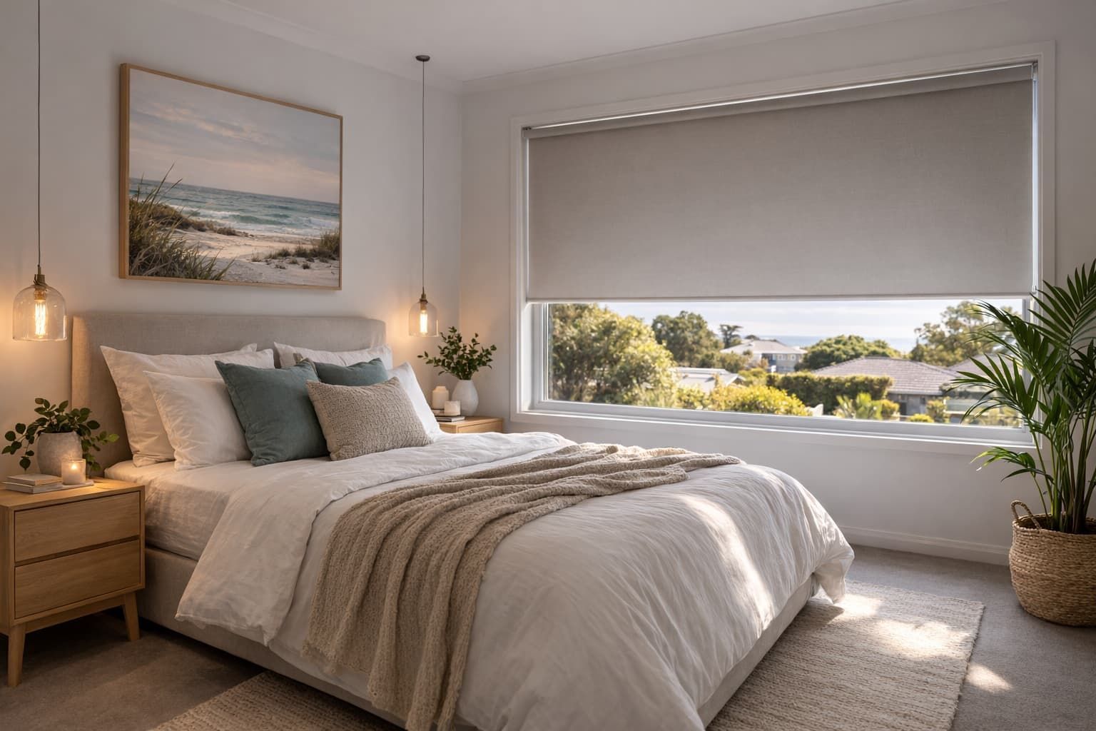 Roller blinds installed in Wollongong bedroom