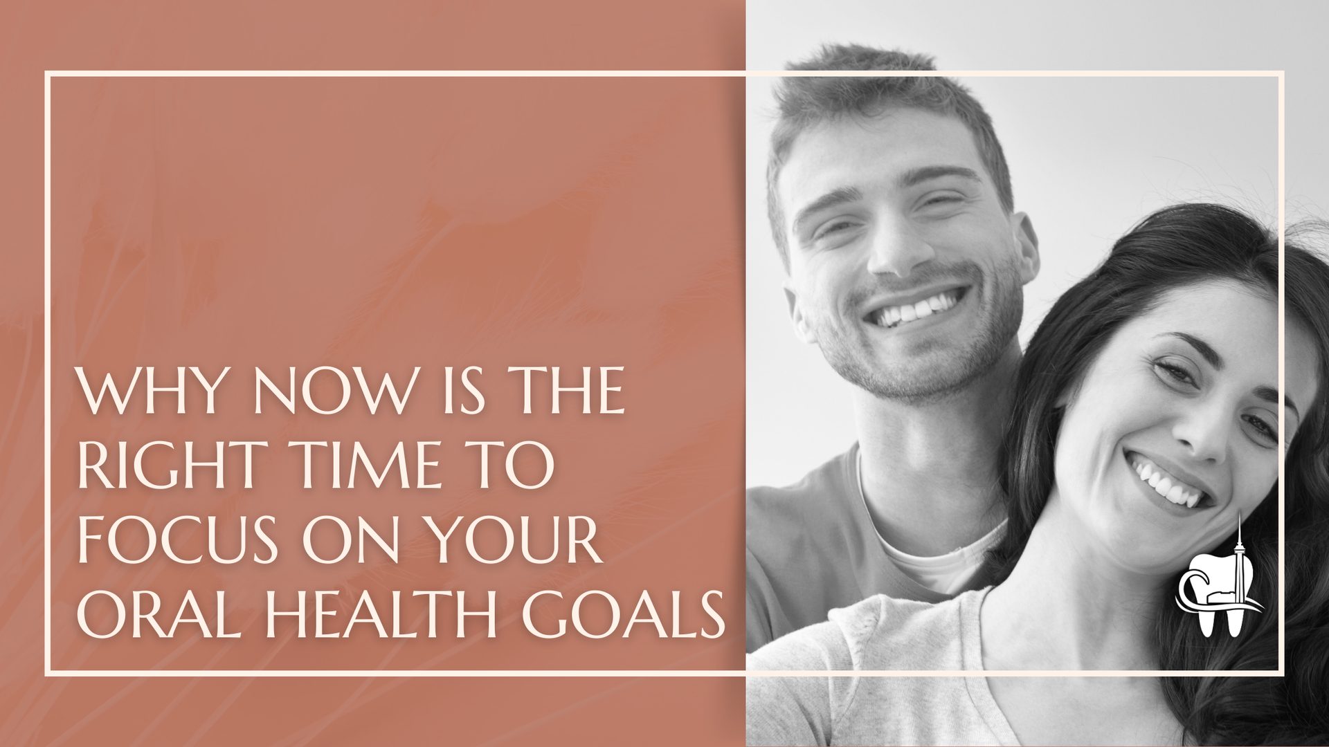 Couple smiling with text:
