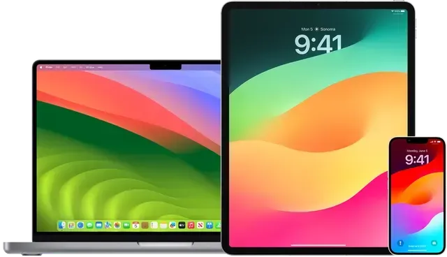 A laptop , tablet , and phone are sitting next to each other on a white background.