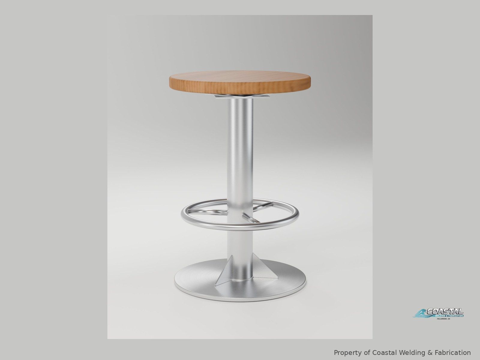 Custom stainless pedestal bar stool