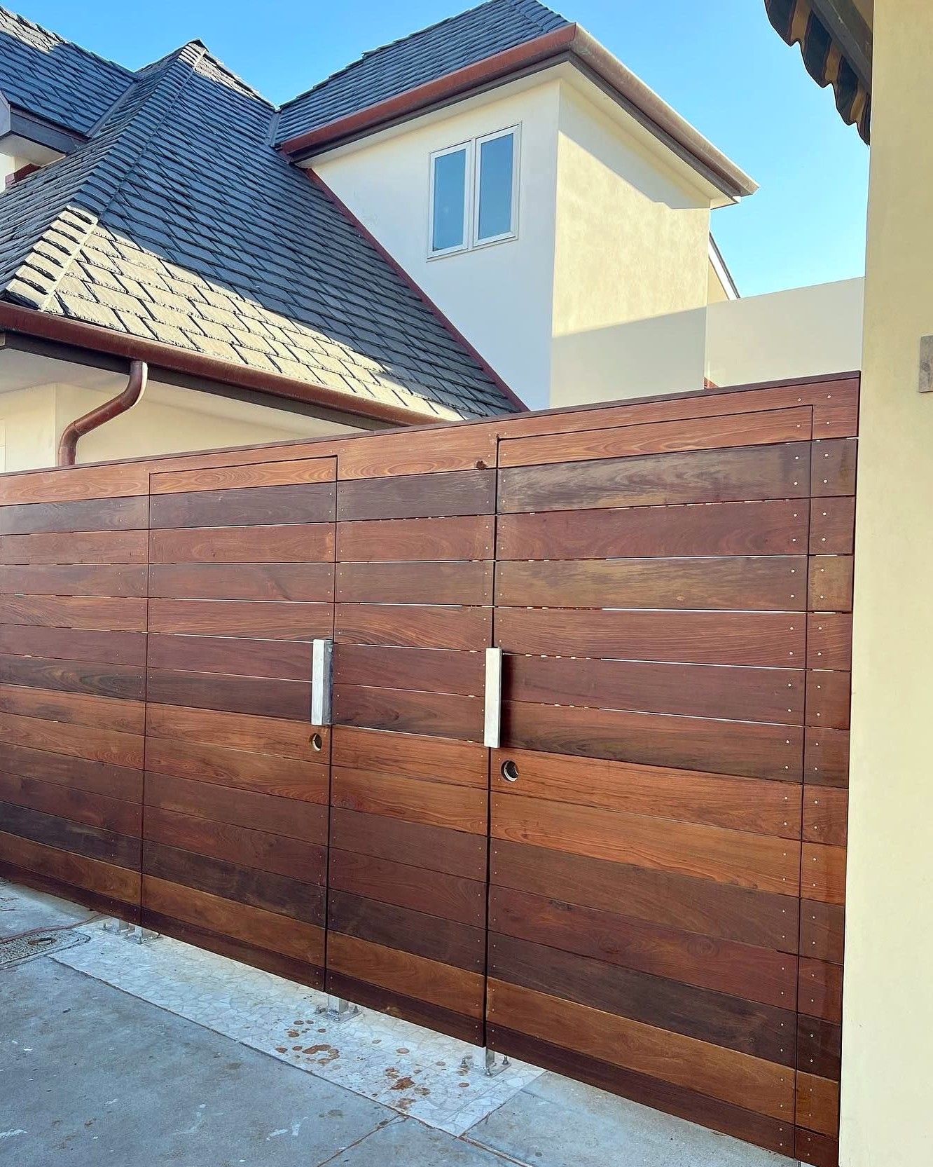 Double ipe wood and steel gate