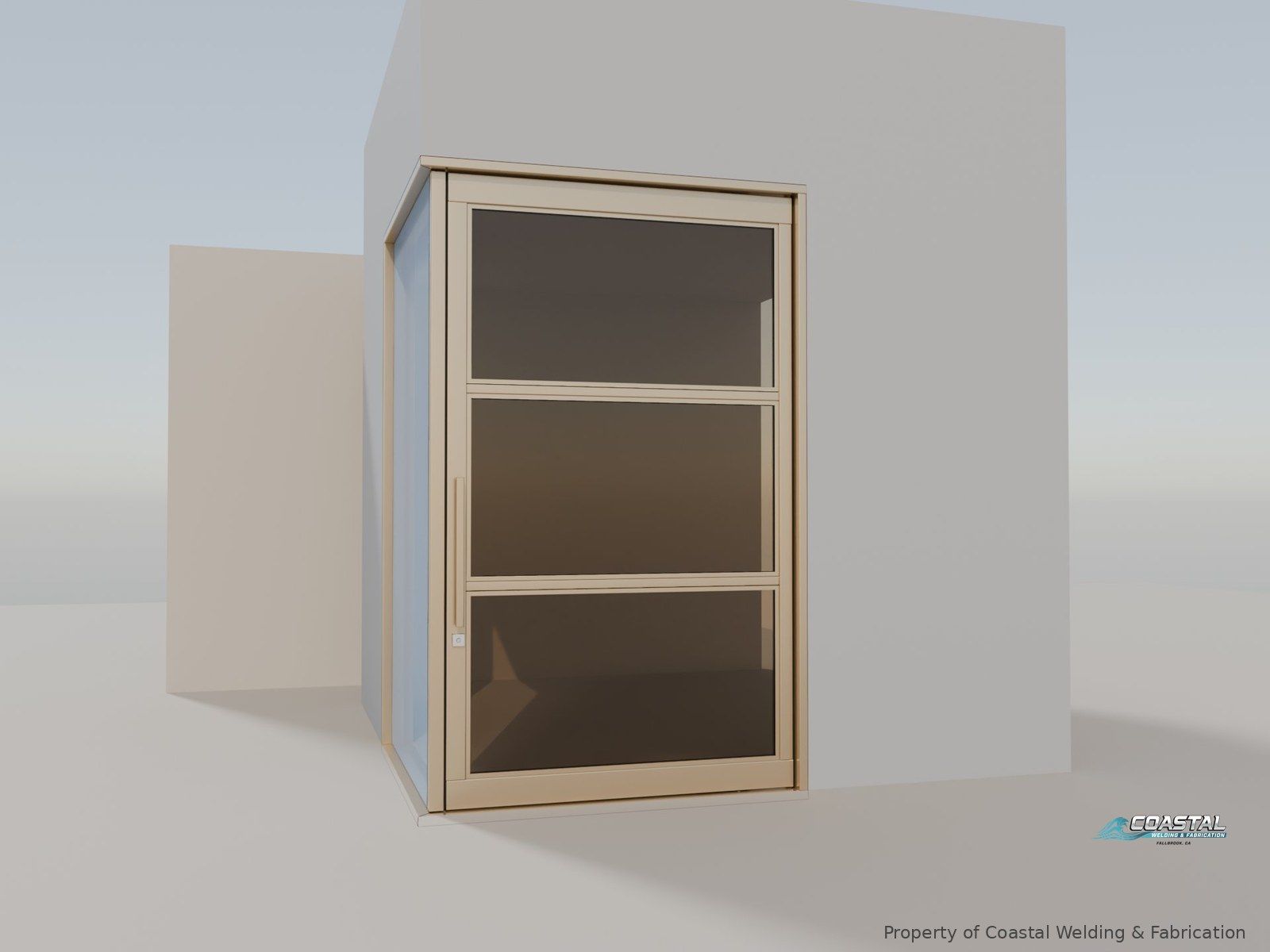 Steel-and-glass pivot entry door