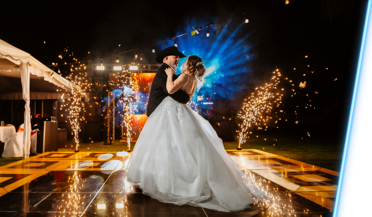 Couple dancing at their wedding reception