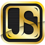A square gold emblem with rounded corners, featuring the stylized, intertwined black letters 