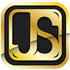 A square gold emblem with rounded corners, featuring the stylized, intertwined black letters 