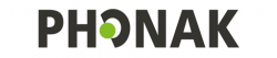 PHONAK logo in black text with a green circular accent inside the letter O