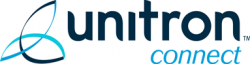 Unitron logo with teal icon and navy text on a white background