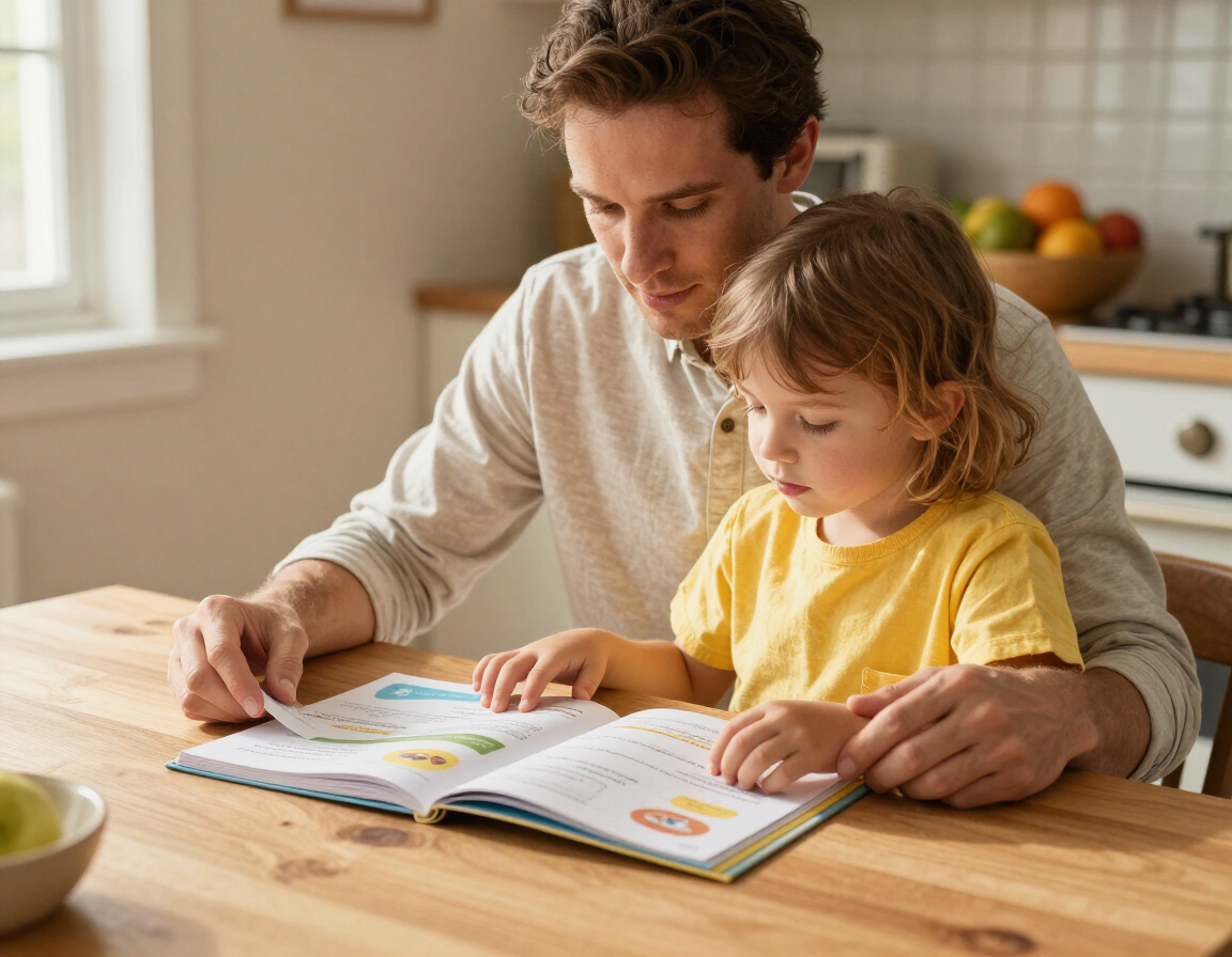 A parent reading with a child