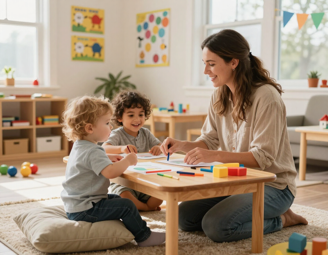 A teacher working with young children
