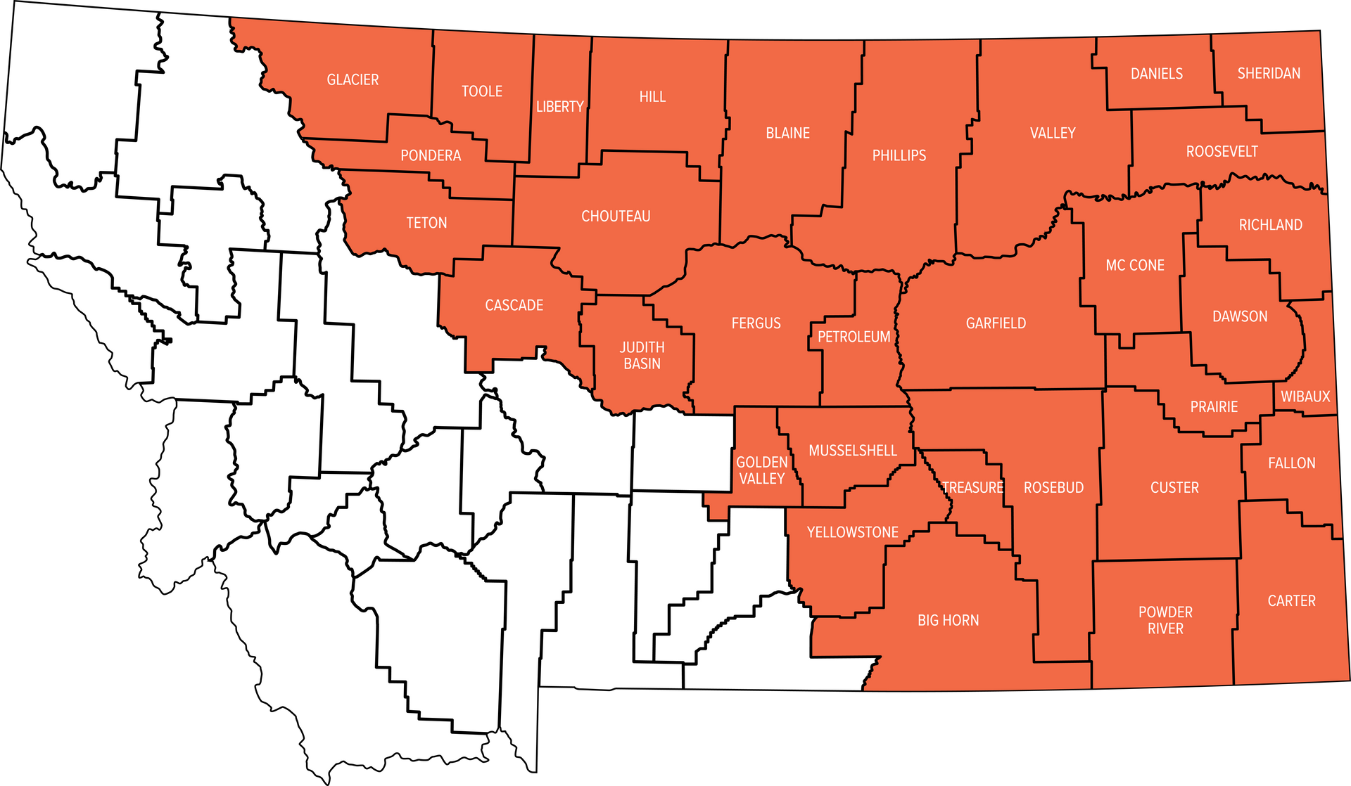 A map of the Family Connections service areas.