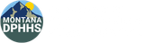 Montana DPHHS logo with mountain and sun graphic in a blue circle