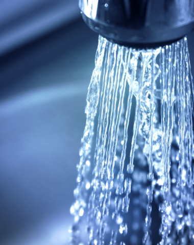 water coming out of faucet