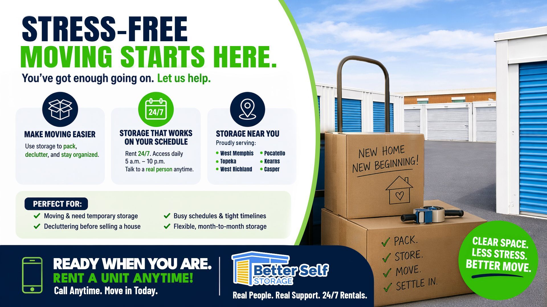 Stress-free moving with self storage units for packing, decluttering, and organizing belongings