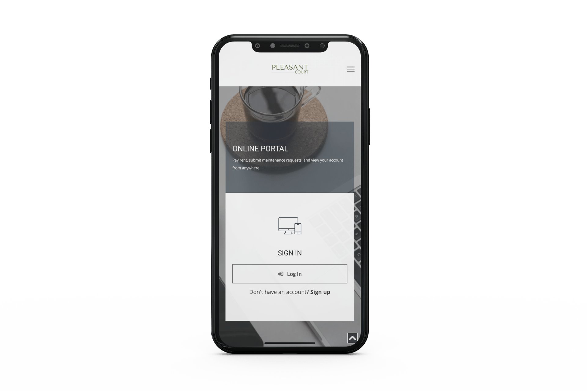 iPhone displaying Online Portal