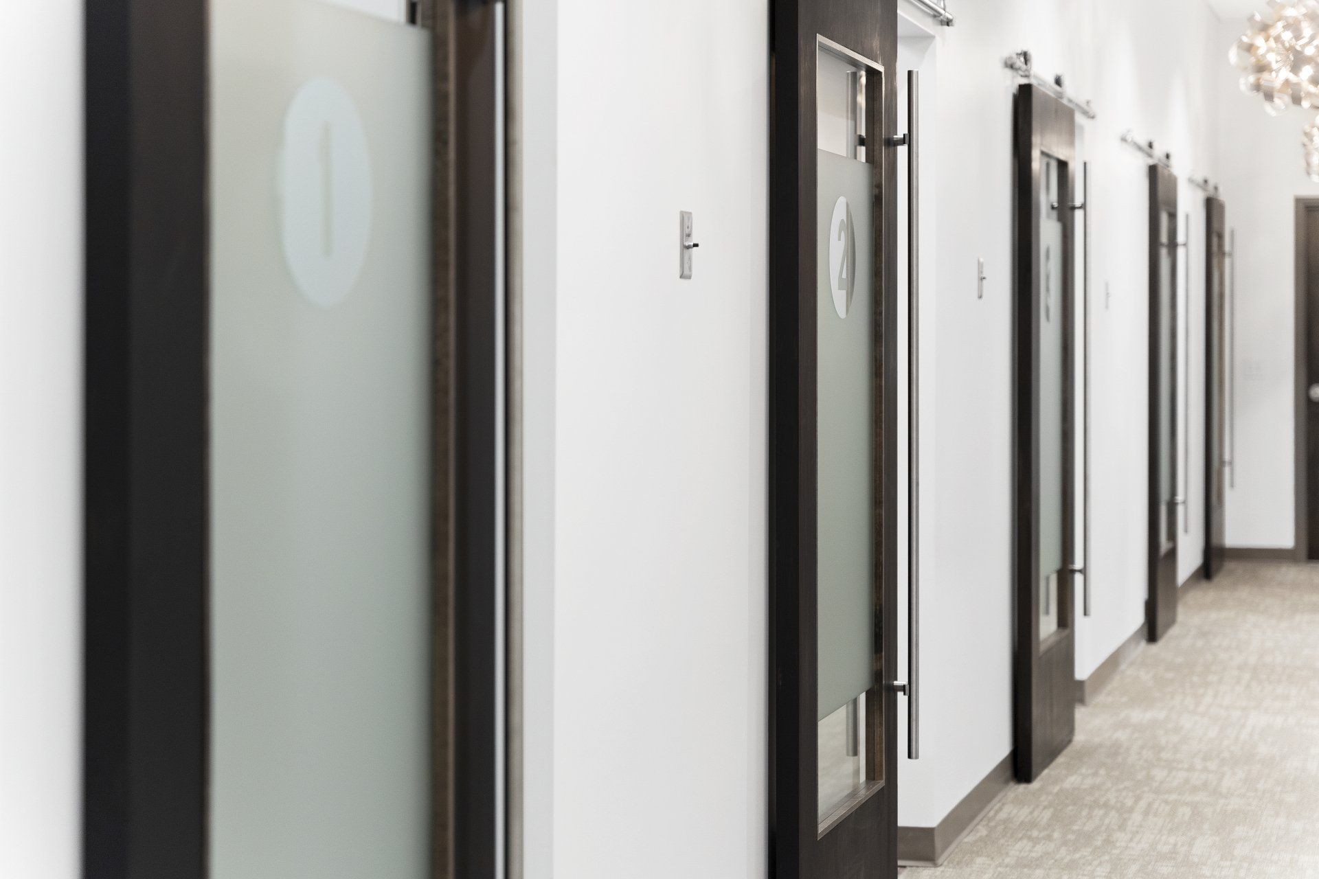 Barn doors for each patient room.