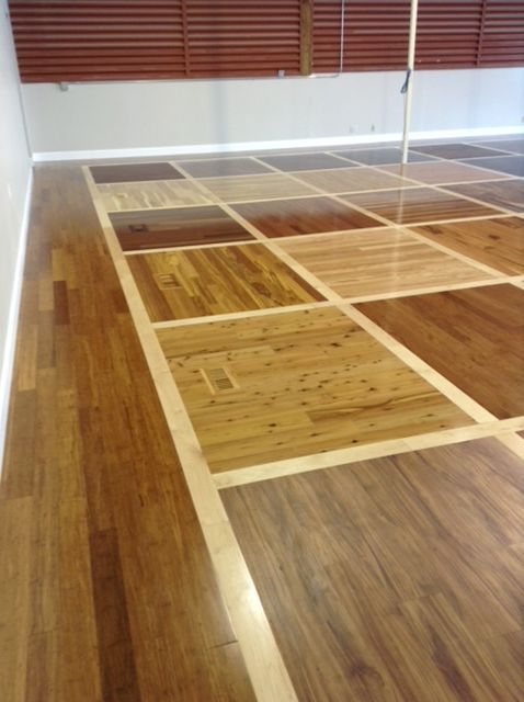 A room with many different types of wood floors