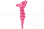 Een roze logo van een gestileerde figuur omwikkeld met lint, met de witte tekst 