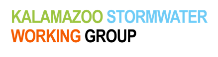 Kalamazoo Stormwater Working Group logo in green, blue, and orange text.