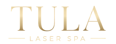 Gold TULA LASER SPA logo on a white background