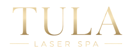 Gold TULA LASER SPA logo on a white background