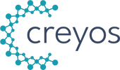 The Creyos logo features a teal, circular molecular-style structure to the left of the brand name in dark blue text.