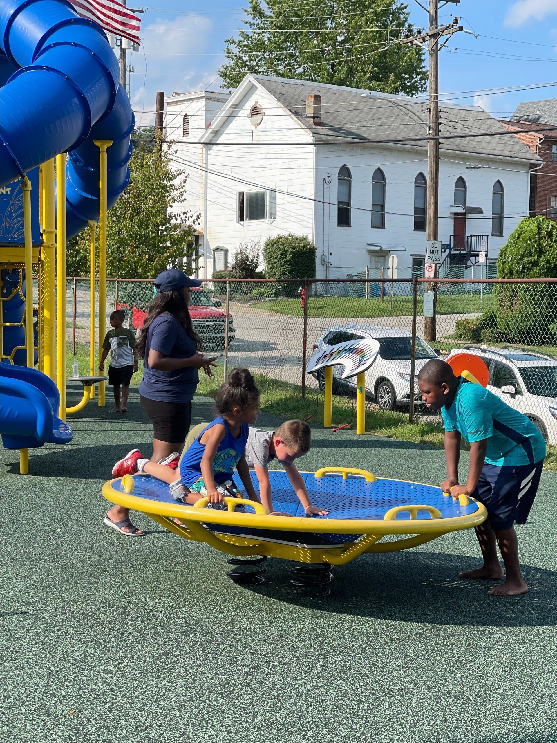 young kids playing at the playground