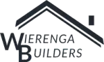 Logo for Wierenga Builders, featuring the letters W and B under a stylized house roof outline in dark gray.